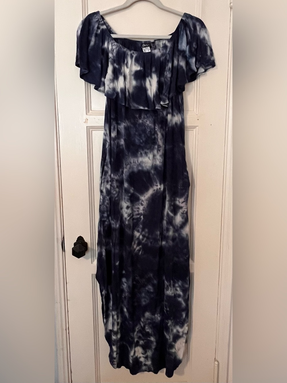 VENUS Tie-Dye Convertible Maxi Dress Off-Shoulder Double Slit Pockets M